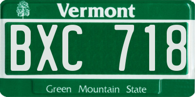 VT license plate BXC718