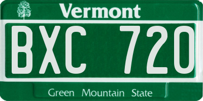 VT license plate BXC720