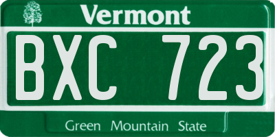 VT license plate BXC723