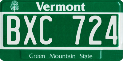 VT license plate BXC724