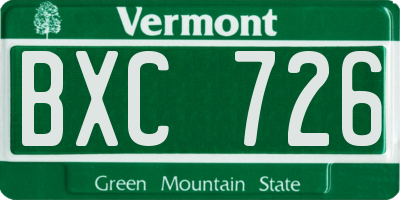 VT license plate BXC726