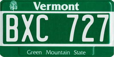 VT license plate BXC727
