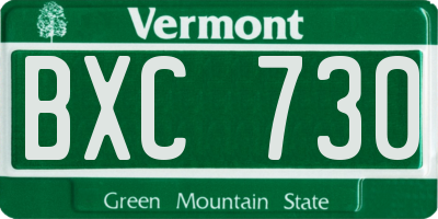VT license plate BXC730