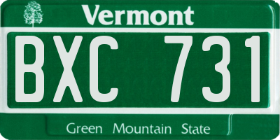 VT license plate BXC731