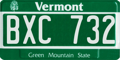 VT license plate BXC732