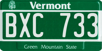 VT license plate BXC733