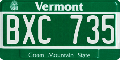 VT license plate BXC735
