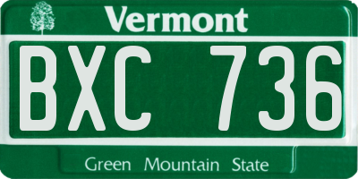 VT license plate BXC736