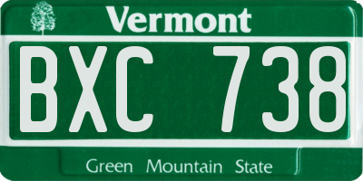 VT license plate BXC738
