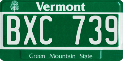 VT license plate BXC739