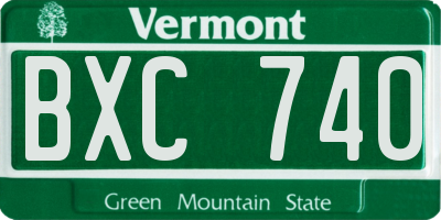 VT license plate BXC740