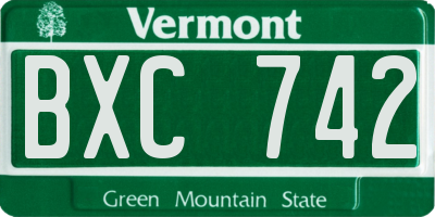 VT license plate BXC742