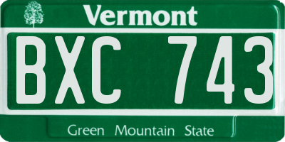 VT license plate BXC743