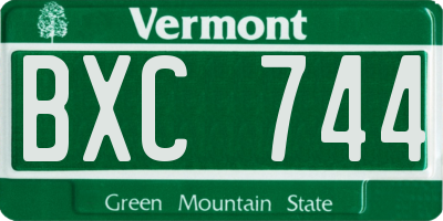 VT license plate BXC744