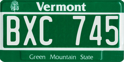 VT license plate BXC745