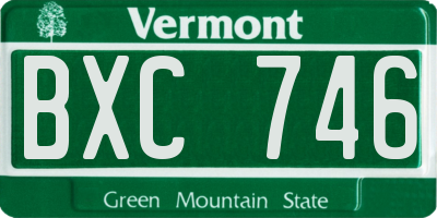 VT license plate BXC746