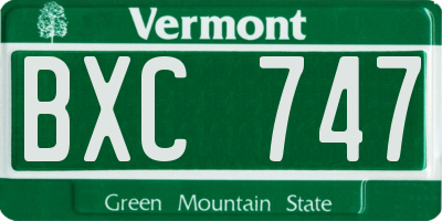 VT license plate BXC747