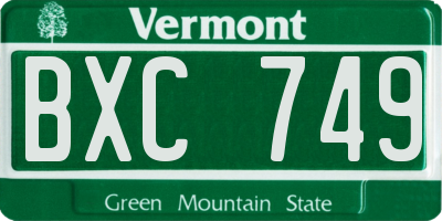 VT license plate BXC749