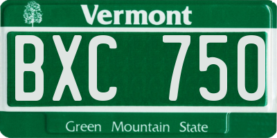 VT license plate BXC750
