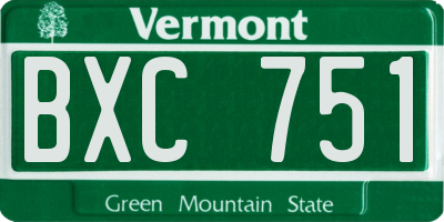 VT license plate BXC751