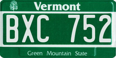 VT license plate BXC752