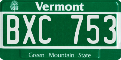 VT license plate BXC753