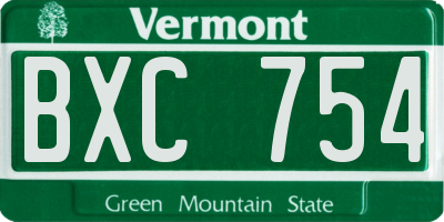 VT license plate BXC754