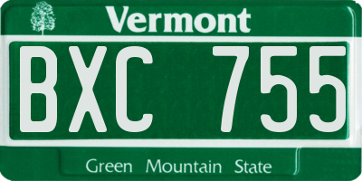 VT license plate BXC755