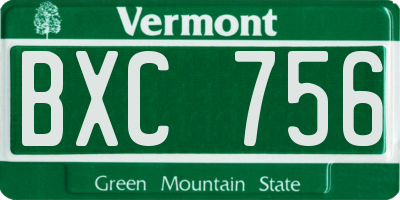 VT license plate BXC756