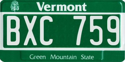 VT license plate BXC759
