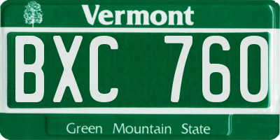 VT license plate BXC760