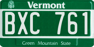 VT license plate BXC761