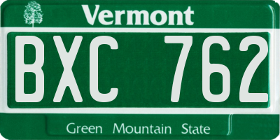 VT license plate BXC762