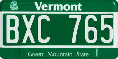 VT license plate BXC765