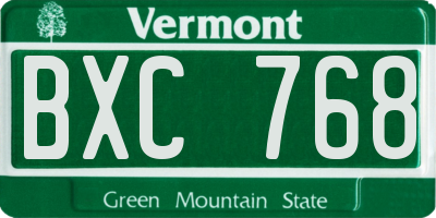 VT license plate BXC768