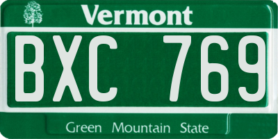 VT license plate BXC769