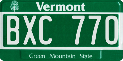 VT license plate BXC770