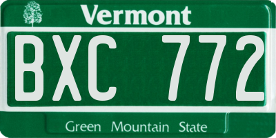 VT license plate BXC772