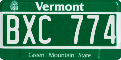 VT license plate BXC774