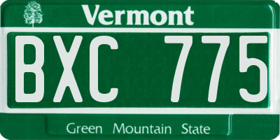 VT license plate BXC775