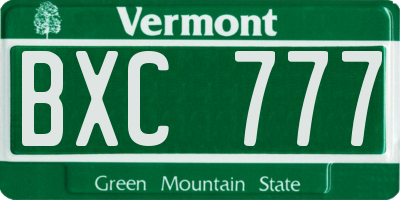VT license plate BXC777