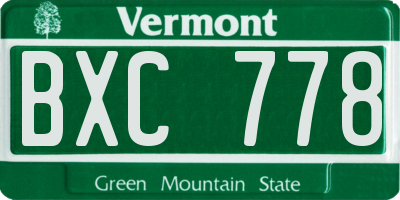 VT license plate BXC778