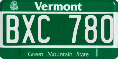 VT license plate BXC780