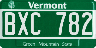 VT license plate BXC782