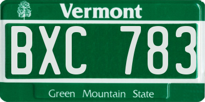 VT license plate BXC783