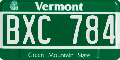 VT license plate BXC784