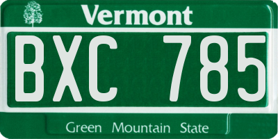 VT license plate BXC785