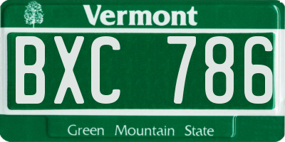 VT license plate BXC786