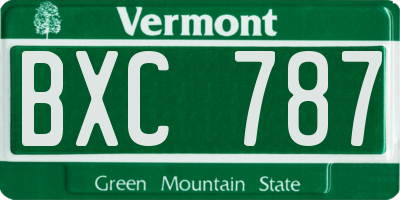 VT license plate BXC787