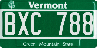 VT license plate BXC788